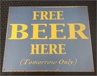 Metal Free Beer Here Sign