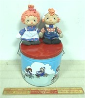 VINTAGE RAGGED ANN & ANDY DOLLS WITH LUNCH PAIL
