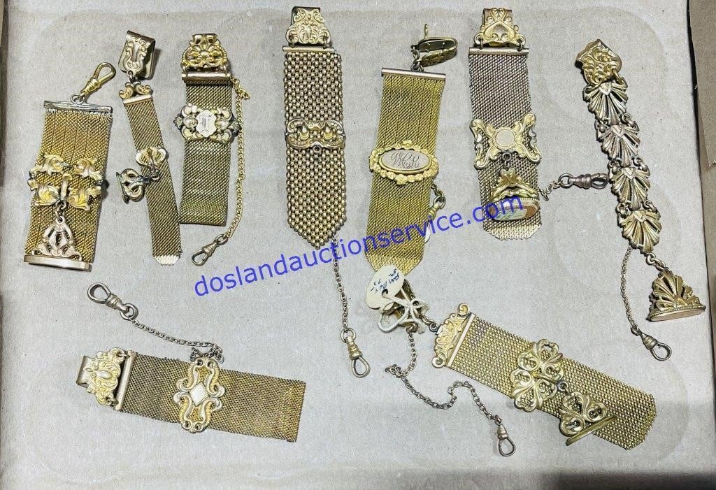 Lot of Victorian Stamp Mesh Watch Fobs