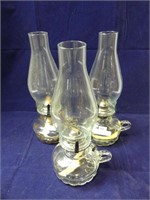 3 MATCHING CLEAR GLASS FINGER OIL LAMPS