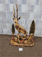Wood deer carving art piece