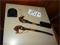 Vintage Horse-Head Shoe Horn and Brush set