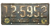 1942 Kansas License Plate