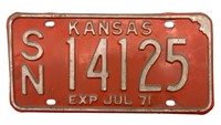 1971 Kansas License Plate