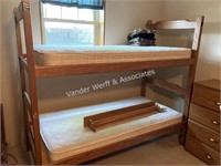 Oak twin bunkbed with mattresses, and 2) dressers