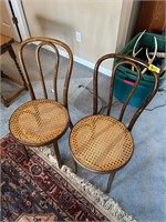 Two Parlor Chairs with Cane Seats