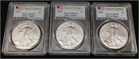 (3) 2022 SILVER AMERICAN EAGLES GRADED MS70,