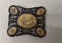 Vintage Scrimshaw Style Belt Buckle. UJC