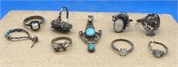 Vintage Hallmarked & Unmarked Sterling Jewelry