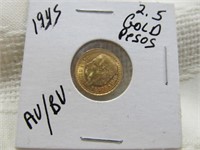 1945 Mexico 2.5 Peso Gold Coin - 90% Gold Coin