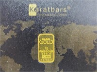 Karatbars 1 Gram .9999 Pure Gold Bar on Assay Card