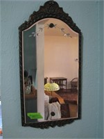 Antique Wooden framed beveled mirror