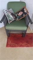 Wrought Iron Glider/Chair wCushions & Pillows