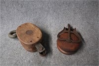 Two Wooden Pulleys