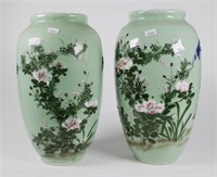 Two oriental celadon vases