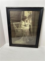 1930'S "MOTHER & CHILD AT WINDOW" ANTQ FRAME 16x21