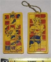 (2) Vtg Picto-Puzzle Keychains w/ Lil Abner +Daisy