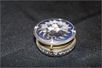 Cobalt Blue & Clear Decorated Lidded Inkwell