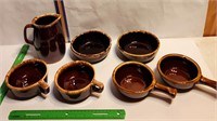 Hull ovenproof USA brown drip pottery dishes