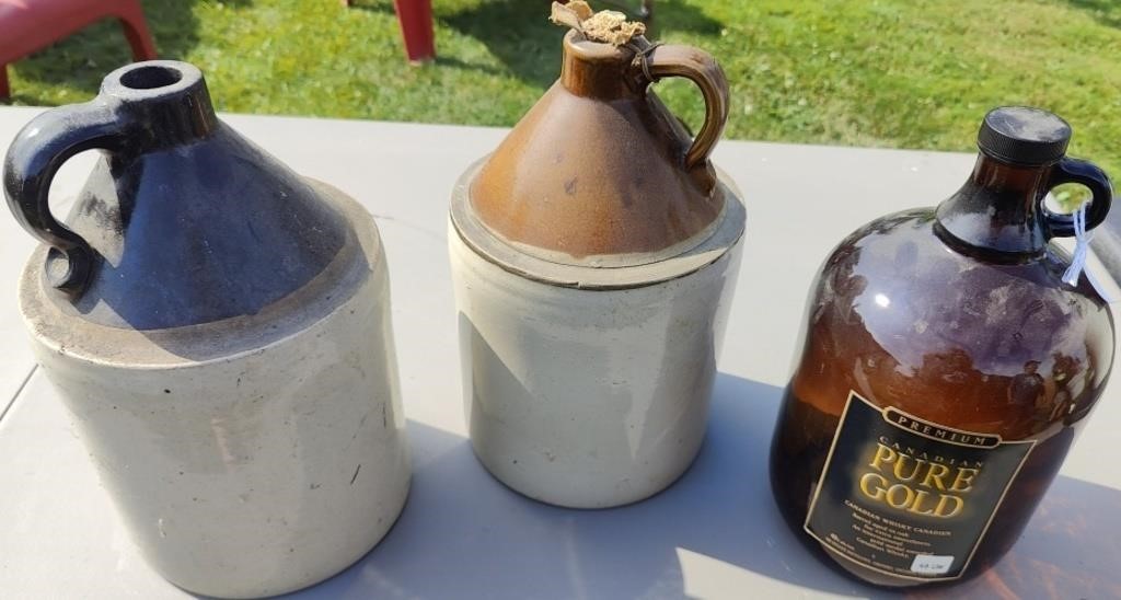 3 Old Pottery Large Jugs