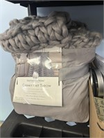 chunky knit throw gray 50 x 70 inch