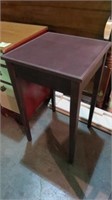 LEATHER TOP SIDE TABLE, 17.5 SQ., 30" TALL