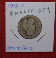 1915-S Barber Quarters - Better Date