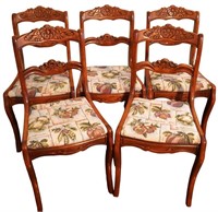 5pc Vntg Tell City Carved Mahogany Dining Chairs