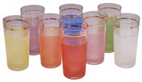 8pc Mid-Century Frosted Pastel Glasses
