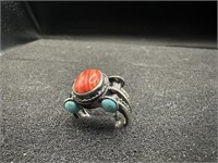 .925 Sterling Navajo corral/turquoise ring sz 7