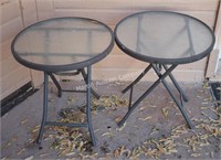 Pair of Glass Top Folding Side Tables