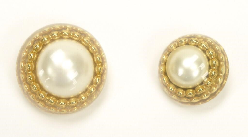 Two Vintage Chanel Faux Pearl Button