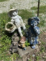 Group of resin & metal garden/lawn statues,