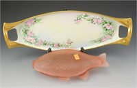 Lot # 3705 - Figural pink glass two part covered