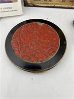 Vintage Red and Black Enamel Compact