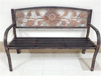 Black/Copper Colored Metal Bench w/Sunflowers