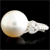 18K Gold Diamond Ring with 14.50mm Pearl (0.71ctw)
