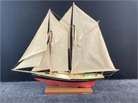 Vintage Schooner Ship Model 21.5 x 26