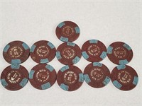 11 New Brown Derby $1 Casino Chips