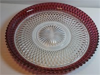 Indiana Cranberry Diamond Point Serving Platter.