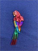 Vintage brooch colorful Parrot bird
