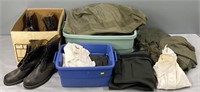 Military Clothes; Boots & Bags Lot Collection