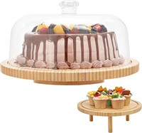 Bamboo Cake Stand with Acrylic Dome Lid