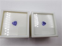 Two 0.75ct Tanzanite gemstones, loose