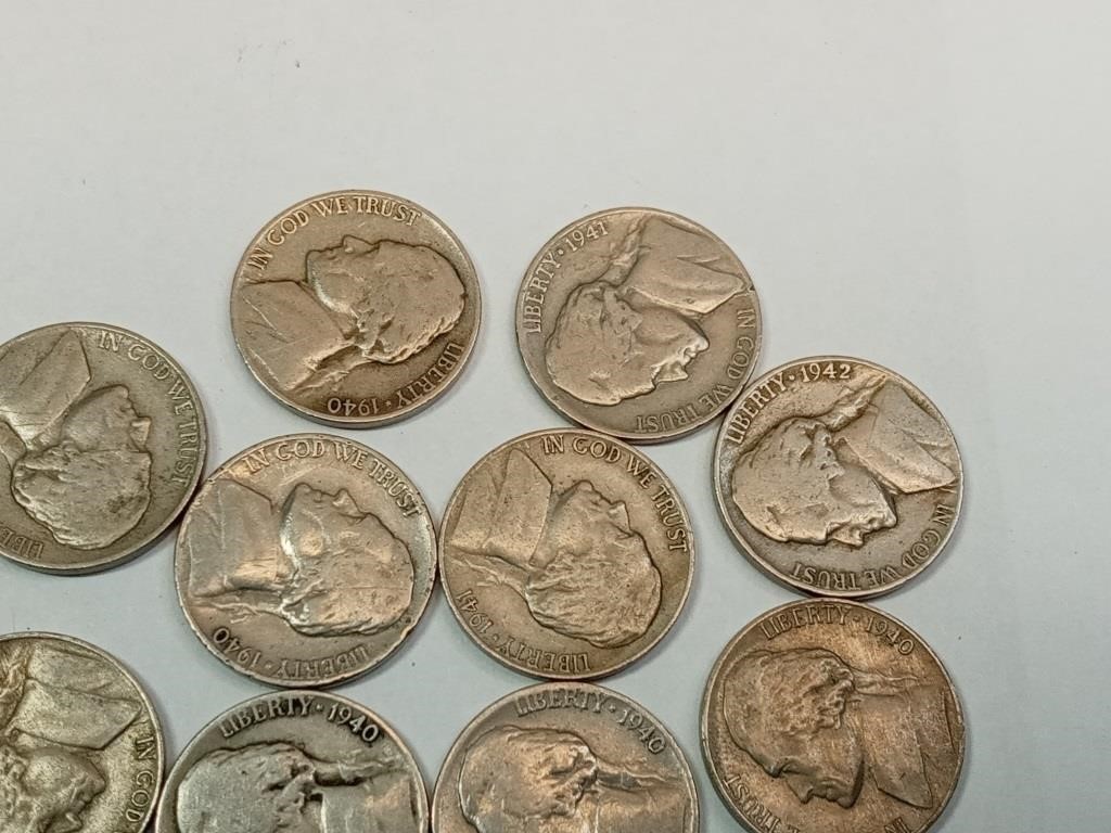 OF) 1940's Jefferson nickels with gold plated