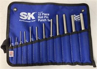 S&K 12Pc Roll Pin Punch Set in Pouch,1/16-1/2