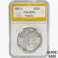 1907-S Philippines 1 Peso .5144oz. Silver PGA