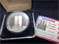 Silver 1-ozt .999 proof round "World Trade Center"