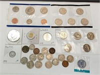 OF) UNC US mint sets, silver nickel and dime, and