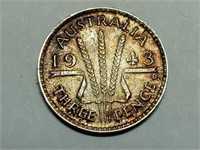 OF) 1943 D Australia silver 3 pence